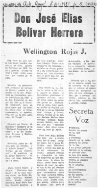 Don José Elías Bolívar Herrera  [artículo] Wellington Rojas J.