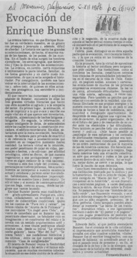 Evocación de Enrique Bunster  [artículo] Fernando Durán V.