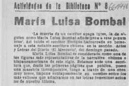 María Luisa Bombal.  [artículo]
