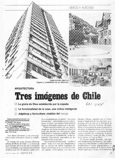 Tres imágenes de Chile  [artículo] Guillermo Ferrada.