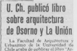 U. Ch. publicó libro sobre arquitectura de Osorno y La Unión.