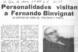 Personalidades visitan a Fernando Binvignat.  [artículo]
