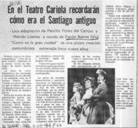 En el Teatro Cariola recordarán cómo era el Santiago antiguo.  [artículo]