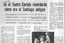 En el Teatro Cariola recordarán cómo era el Santiago antiguo.  [artículo]