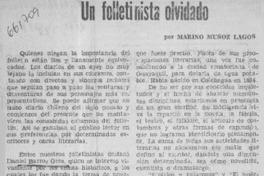 Un folletinista olvidado  [artículo] Marino Muñoz Lagos.
