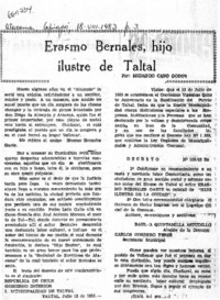 Erasmo Bernales, hijo ilustre de Taltal  [artículo] Medardo Cano Godoy.