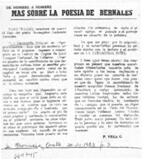 Más sobre la poesía de Bernales  [artículo] P. Vega G.