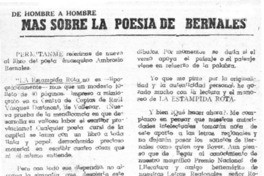 Más sobre la poesía de Bernales  [artículo] P. Vega G.