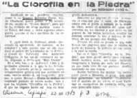 La Clorofila en la piedra"  [artículo] Medardo Cano Godoy.