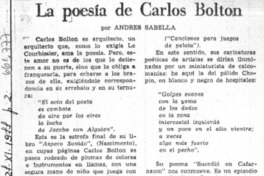 La poesía de Carlos Bolton  [artículo] Andrés Sabella.