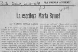 La escritora Marta Brunet  [artículo] Marino Muñoz.