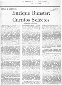 Enrique Bunster, cuentos selectos  [artículo] Hernán del Solar.