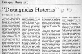 "Distinguidas historias"  [artículo] Ignacio Valente.