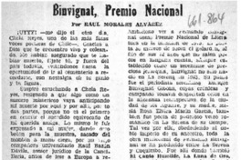 Binvignat, premio nacional  [artículo] Raúl Morales Álvarez.