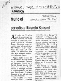 Murió el periodista Ricardo Boizard.  [artículo]