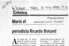 Murió el periodista Ricardo Boizard.  [artículo]