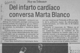 Del infarto cardíaco conversa Marta Blanco.  [artículo]