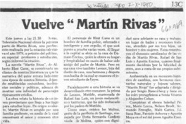 Vuelve "Martín Rivas".  [artículo]