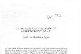 La aritmética en el amor de Alberto Blest Gana  [artículo] Guillermo Gotschlich Reyes.