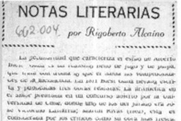 Notas literarias  [artículo] Rigoberto Alcaíno.