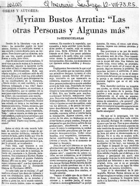 Myriam Bustos Arratia, "Las otras personas y algunas más"  [artículo] Hernán del Solar