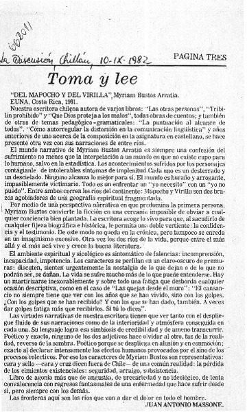 Del Mapocho y del virilla"  [artículo] Juan Antonio Massone.