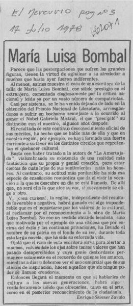 María Luisa Bombal  [artículo] Enrique Skinner Zavala