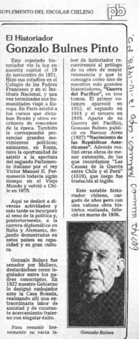 El Historiador Gonzalo Bulnes Pinto.  [artículo]