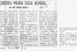 La escritora María Luisa Bombal  [artículo] José Vargas Badilla.