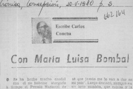 Con María Luisa Bombal  [artículo] Carlos Concha.