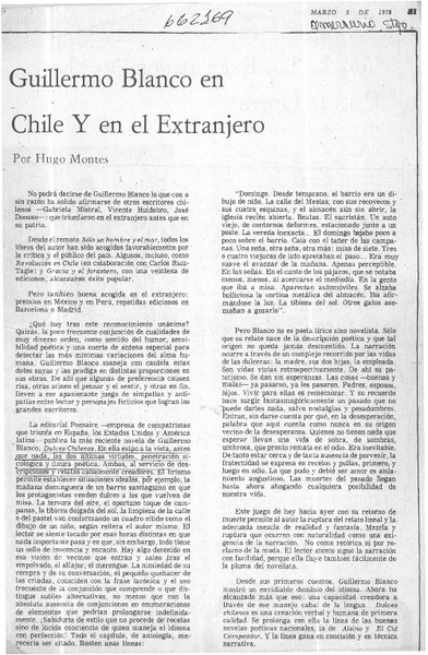Guillermo Blanco en Chile y en extranjero  [artículo] Hugo Montes.