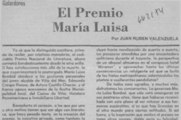 El Premio María Luisa  [artículo] Juan Rubén Valenzuela.