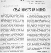 César Bunster ha muerto  [artículo] Alberto Arraño, S. J.
