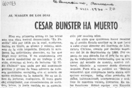 César Bunster ha muerto  [artículo] Alberto Arraño, S. J.