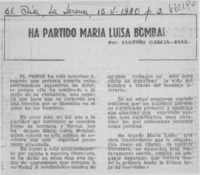 Ha partido María Luisa Bombal  [artículo] Eugenio García-Díaz.