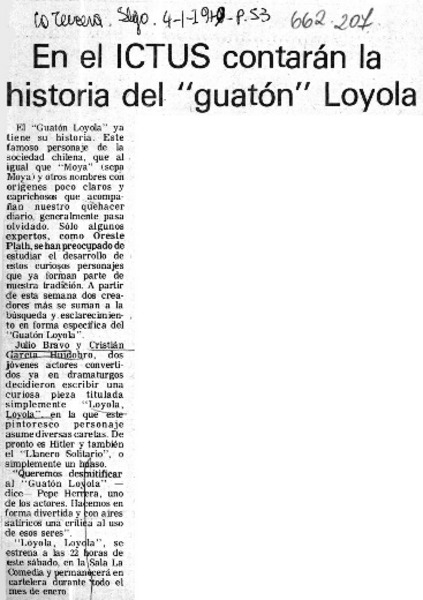En el ICTUS contarán la historia del "guatón" Loyola.  [artículo]