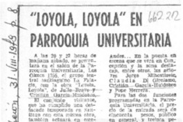 "Loyola,Loyola" en parroquia universitaria.  [artículo]