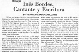 Inés Bordes cantante y escritora  [artículo] Hermelo Arabena Williams.