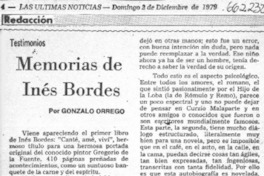 Memorias de Inés Bordes  [artículo] Gonzalo Orrego.