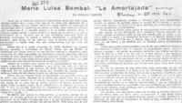 María Luisa Bombal, "La amortajada"  [artículo] Ignacio Valente.