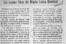 Un nuevo libro de María Luisa Bombal.  [artículo]
