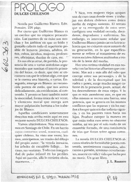 Dulces chilenos  [artículo] José Luis Rosasco.