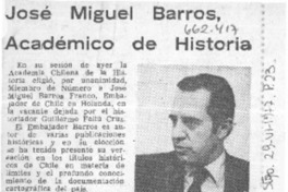 José Miguel Barros académico de historia.  [artículo]