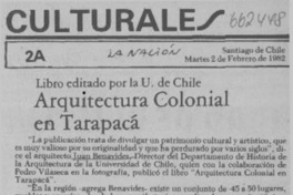 Arquitectura colonial en Tarapacá.  [artículo]