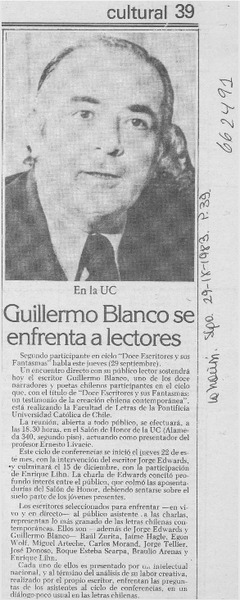 Guillermo Blanco se enfrenta a lectores.