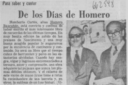 De los días de Homero  [artículo] Juan Rubén Valenzuela.