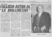 Falleció autor de "La Huillincana".