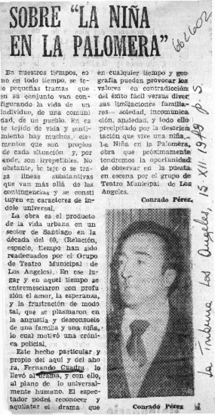 Sobre "la niña en la palomera"  [artículo] Conrado Pérez.