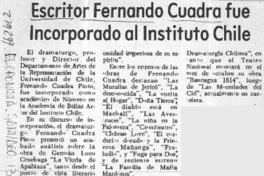 Escritor Fernando Cuadra fue incorporado al Instituto Chile.  [artículo]
