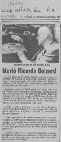Murió Ricardo Boizard.  [artículo]